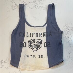 Hollister Blue and White California Bear Tank Top